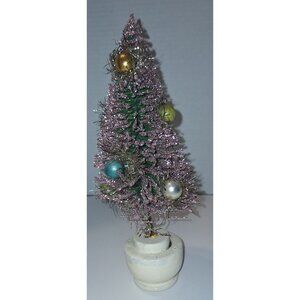 vintage 10 inch‎ pink glitter bottle brush tree mercury ornaments
